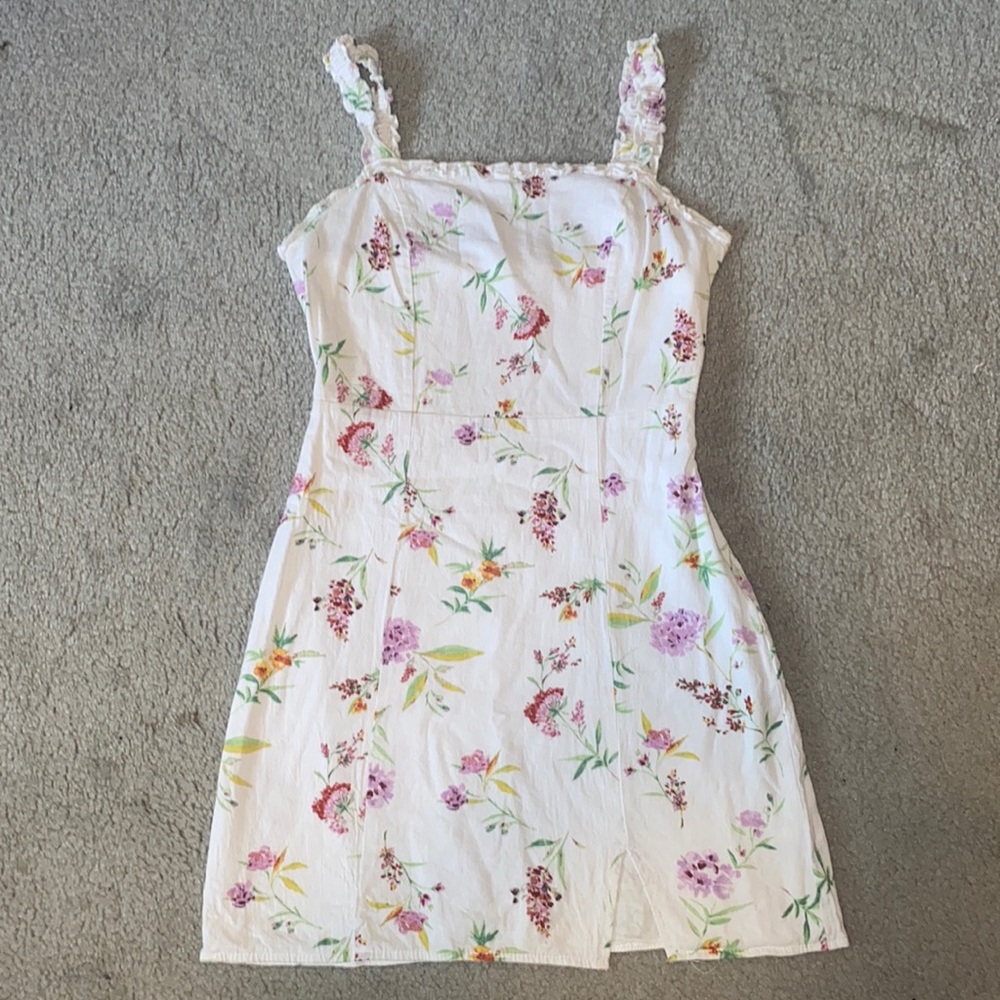 Pacsun White floral linen mini dress